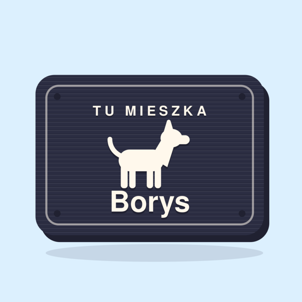 Tabliczka „Tu mieszka…” z sylwetką rasy
